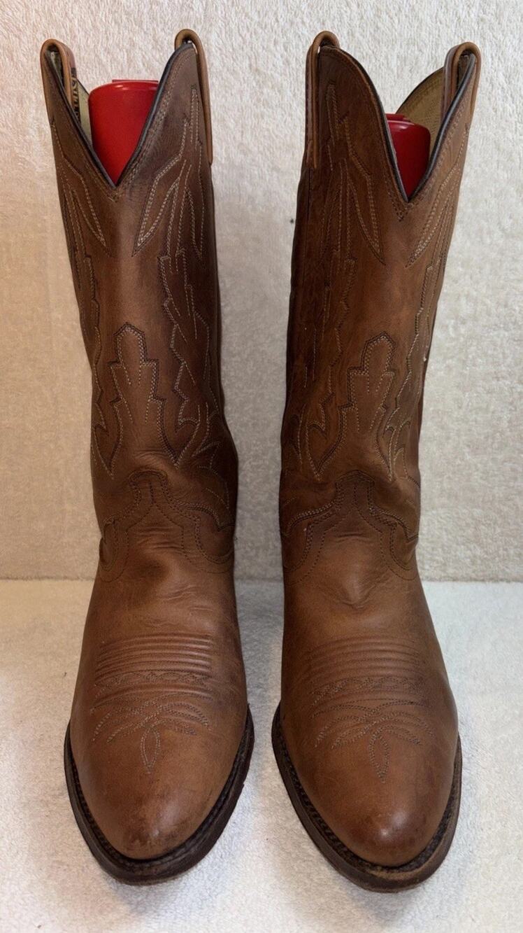Vintage Dan Post P2551 Marlboro Men’s Brown Leather Western Cowboy Boots 10.5 D